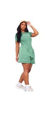 New! Pretty Little Thing Sage Green Printed Pocket Sweat Shorts 18uk - 14US FAST